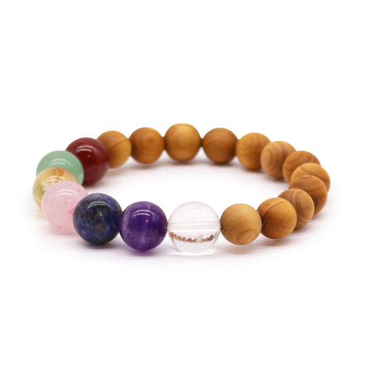 Cedarwood Seven Chakra Bracelet